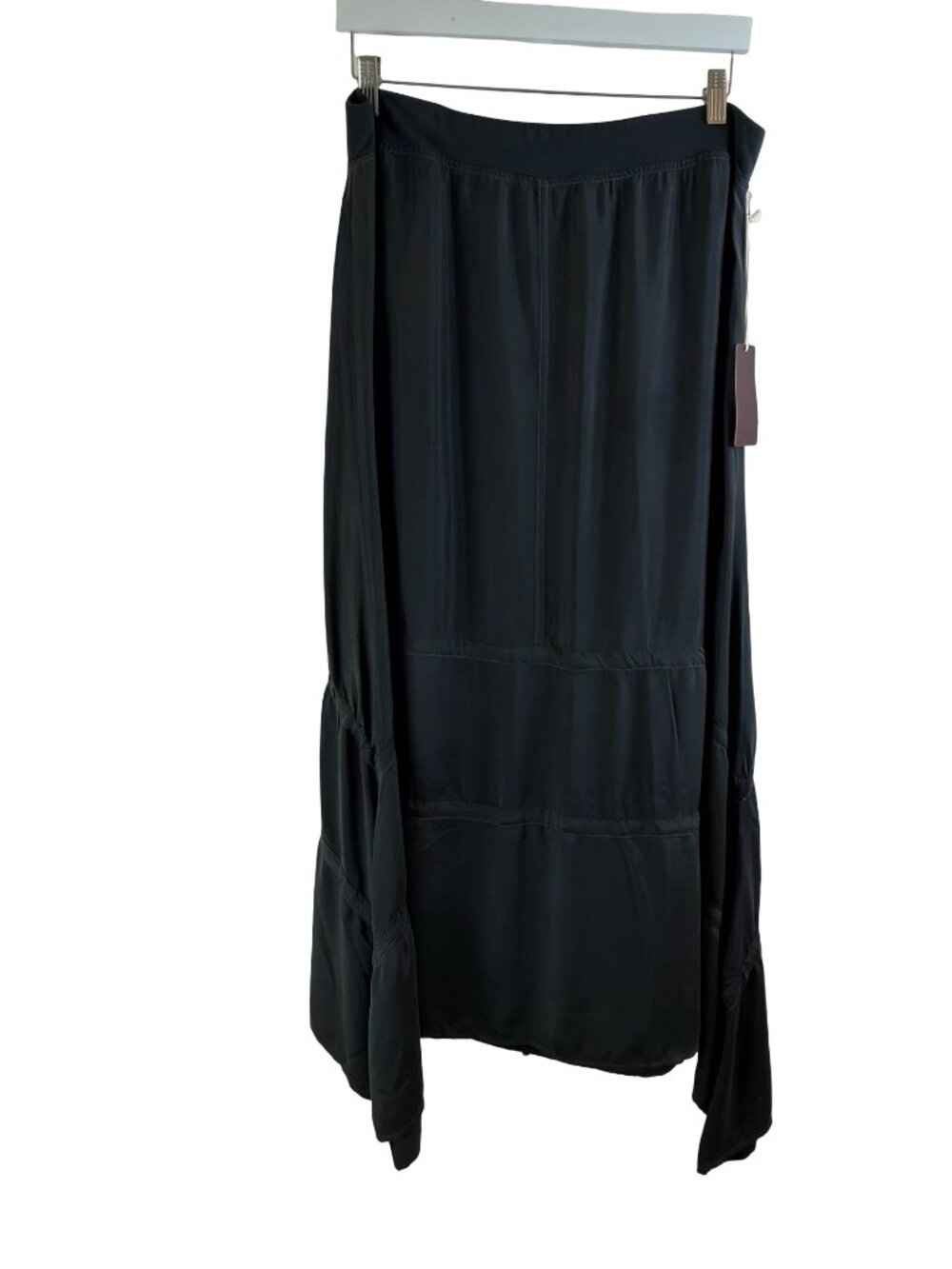 XCVI Black Cupra Gathered Maxi Skirt NEW Large
